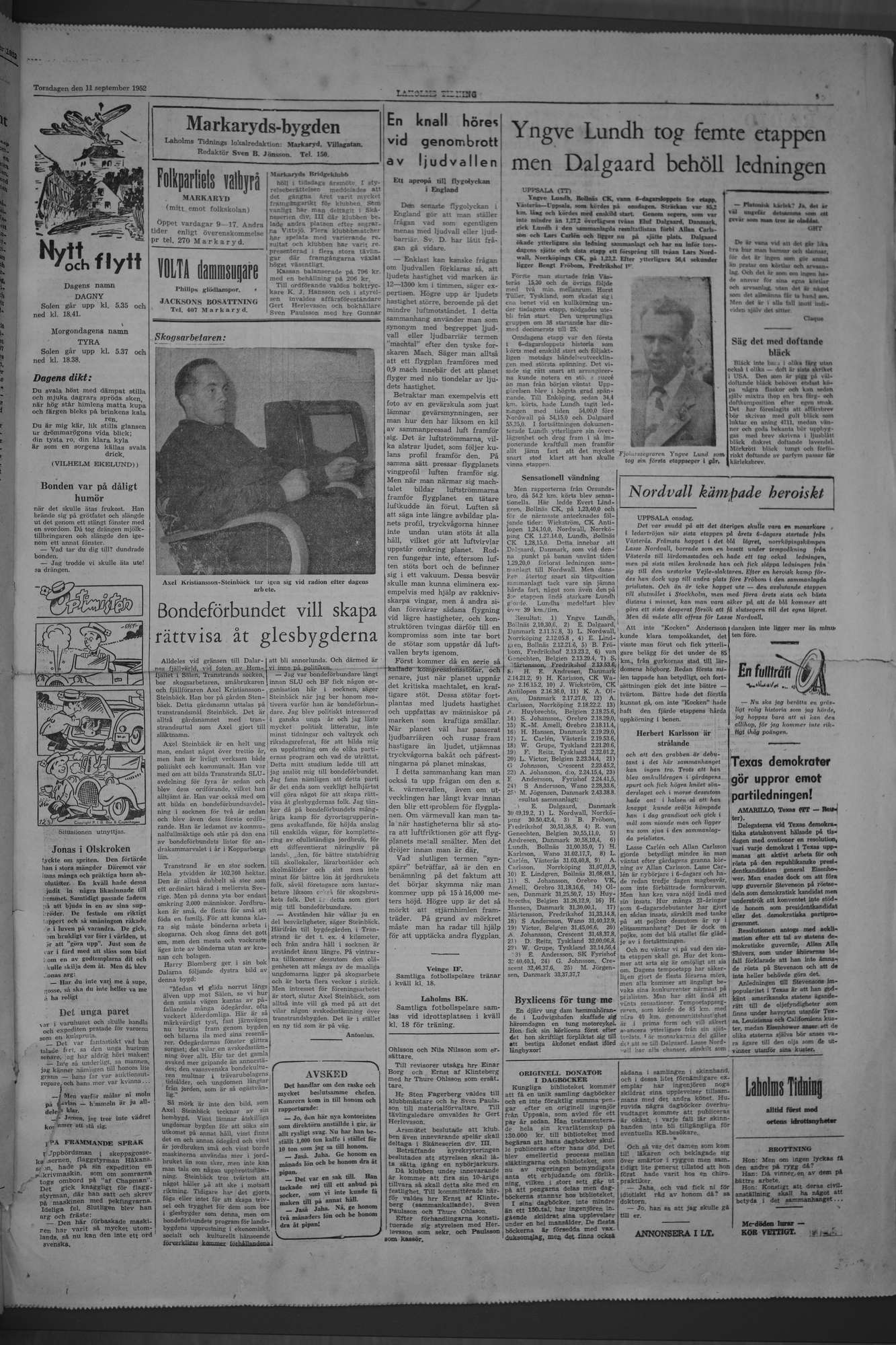 Laholms Tidning Torsdag 11 september 1952, sida 5
