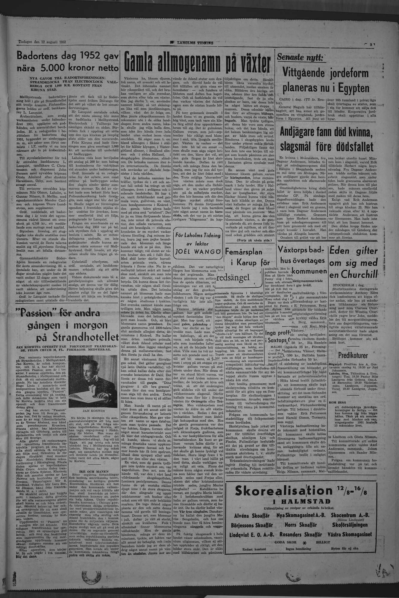 Laholms Tidning Tisdag 12 augusti 1952, sida 3