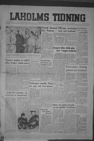 Förstasidan, Fredag 12 december 1952