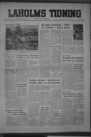 Förstasidan, Tisdag 12 februari 1952