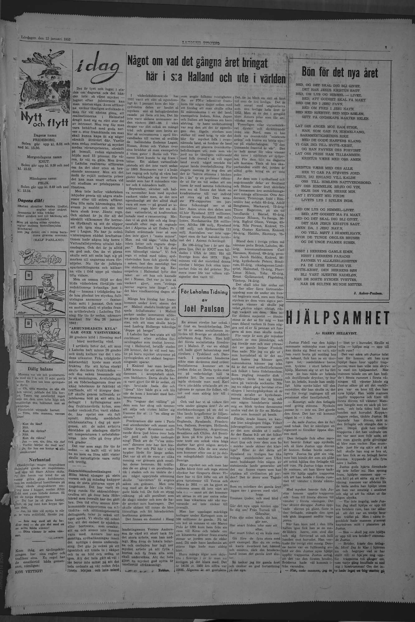 Laholms Tidning Lördag 12 januari 1952, sida 7