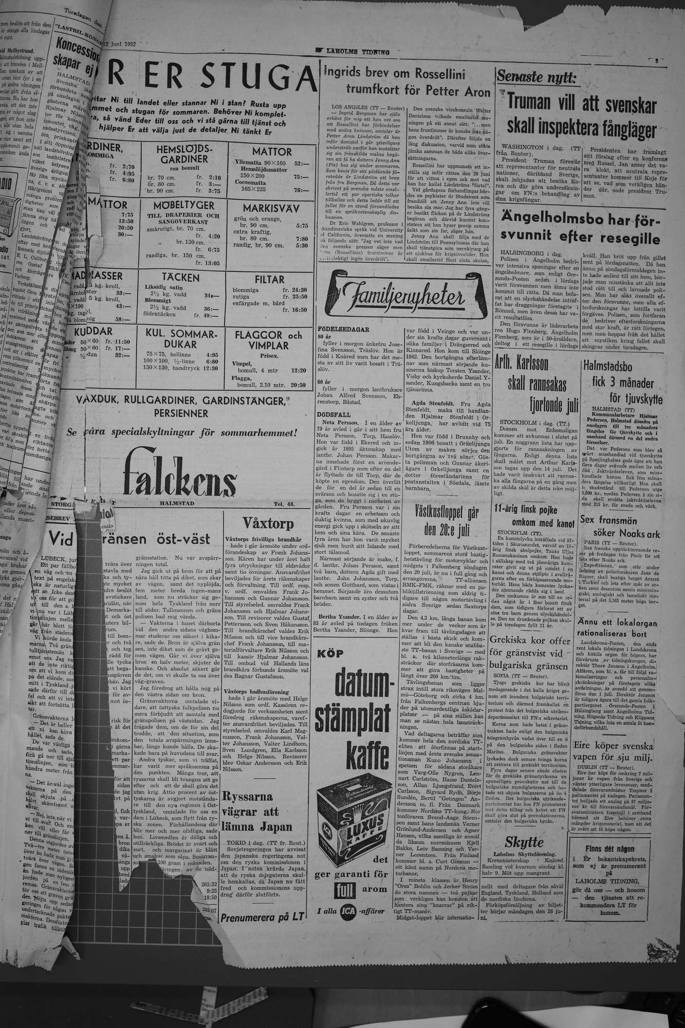Laholms Tidning Torsdag 12 juni 1952, sida 3