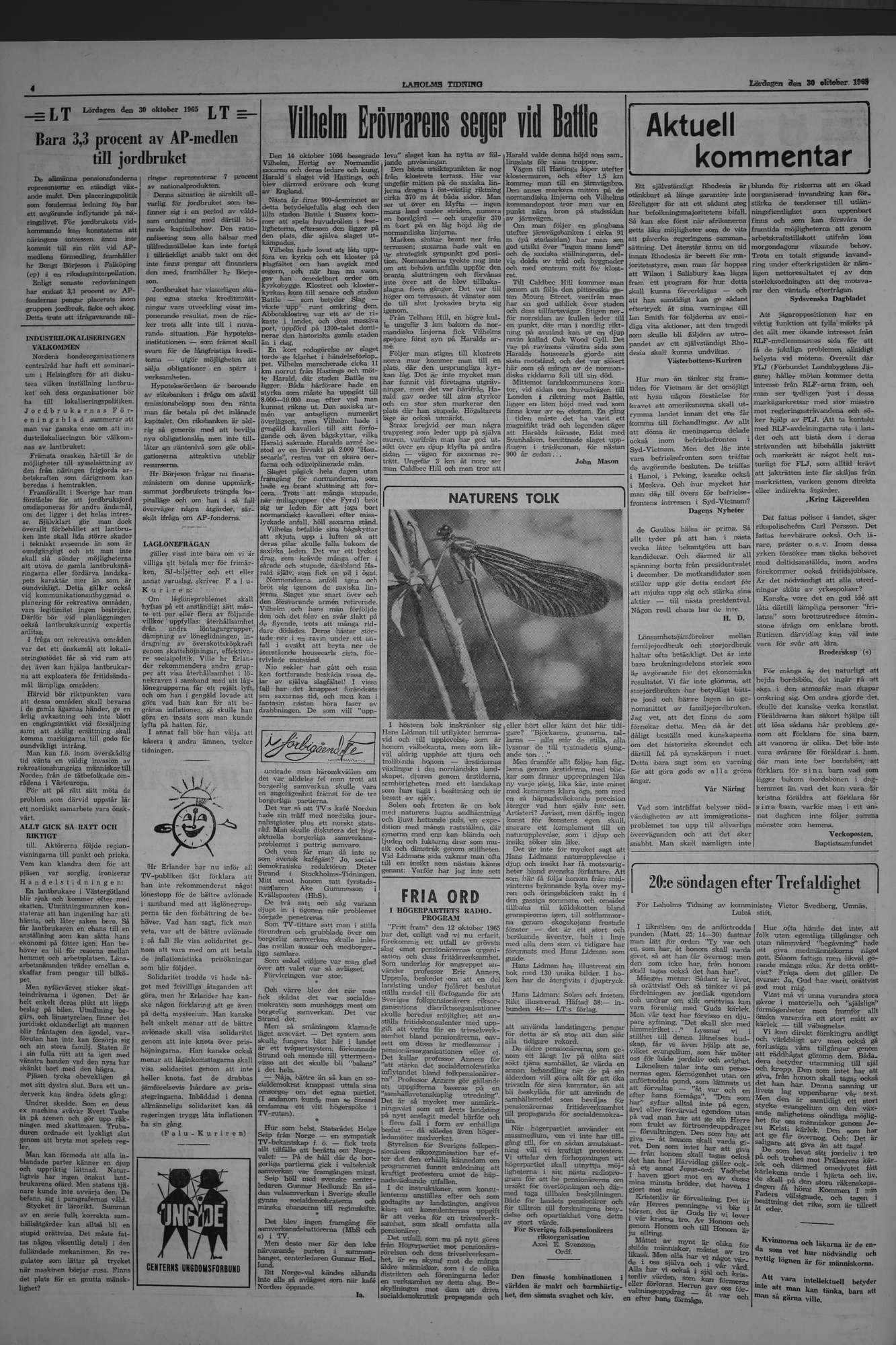 Laholms Tidning Lördag 30 oktober 1965, sida 4