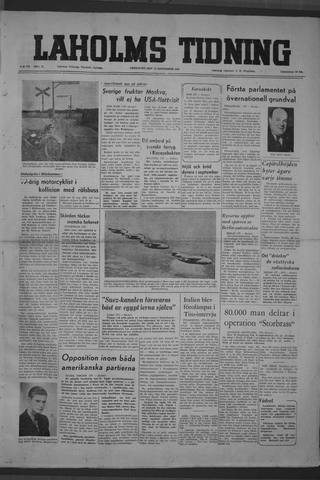 Förstasidan, Fredag 12 september 1952