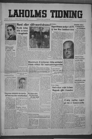 Förstasidan, Onsdag 13 augusti 1952