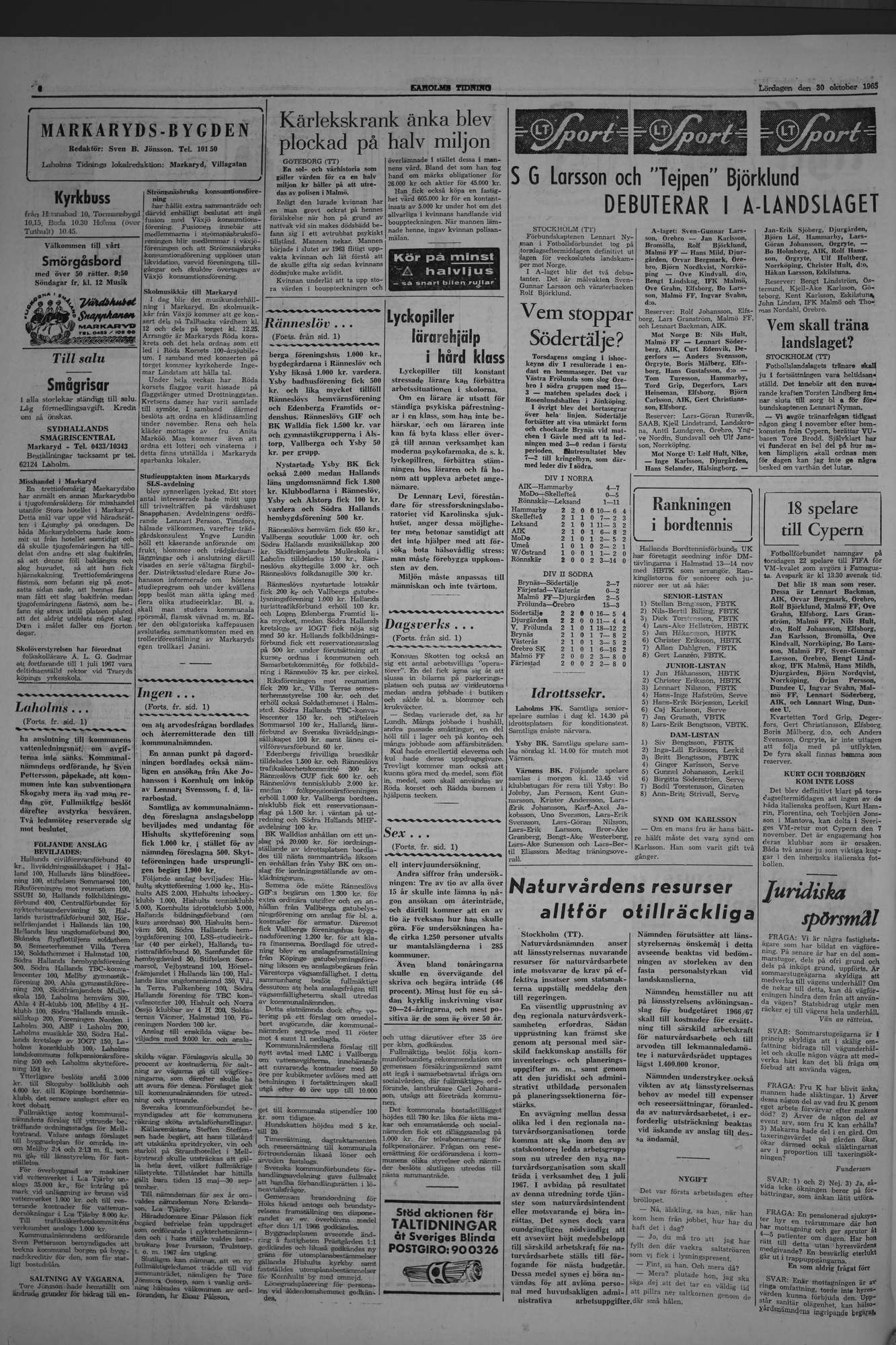 Laholms Tidning Lördag 30 oktober 1965, sida 6