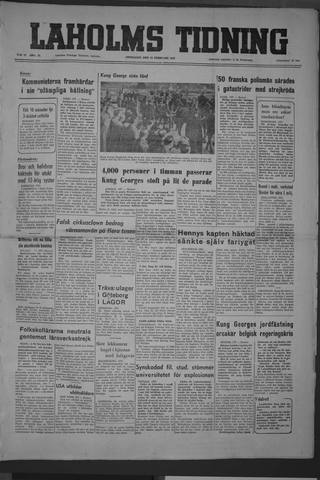 Förstasidan, Onsdag 13 februari 1952