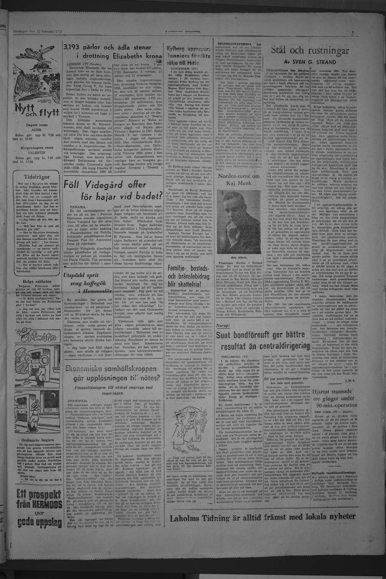 Laholms Tidning Onsdag 13 februari 1952, sida 5