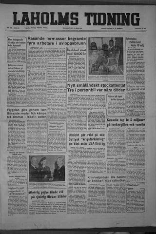 Förstasidan, Tisdag 13 maj 1952