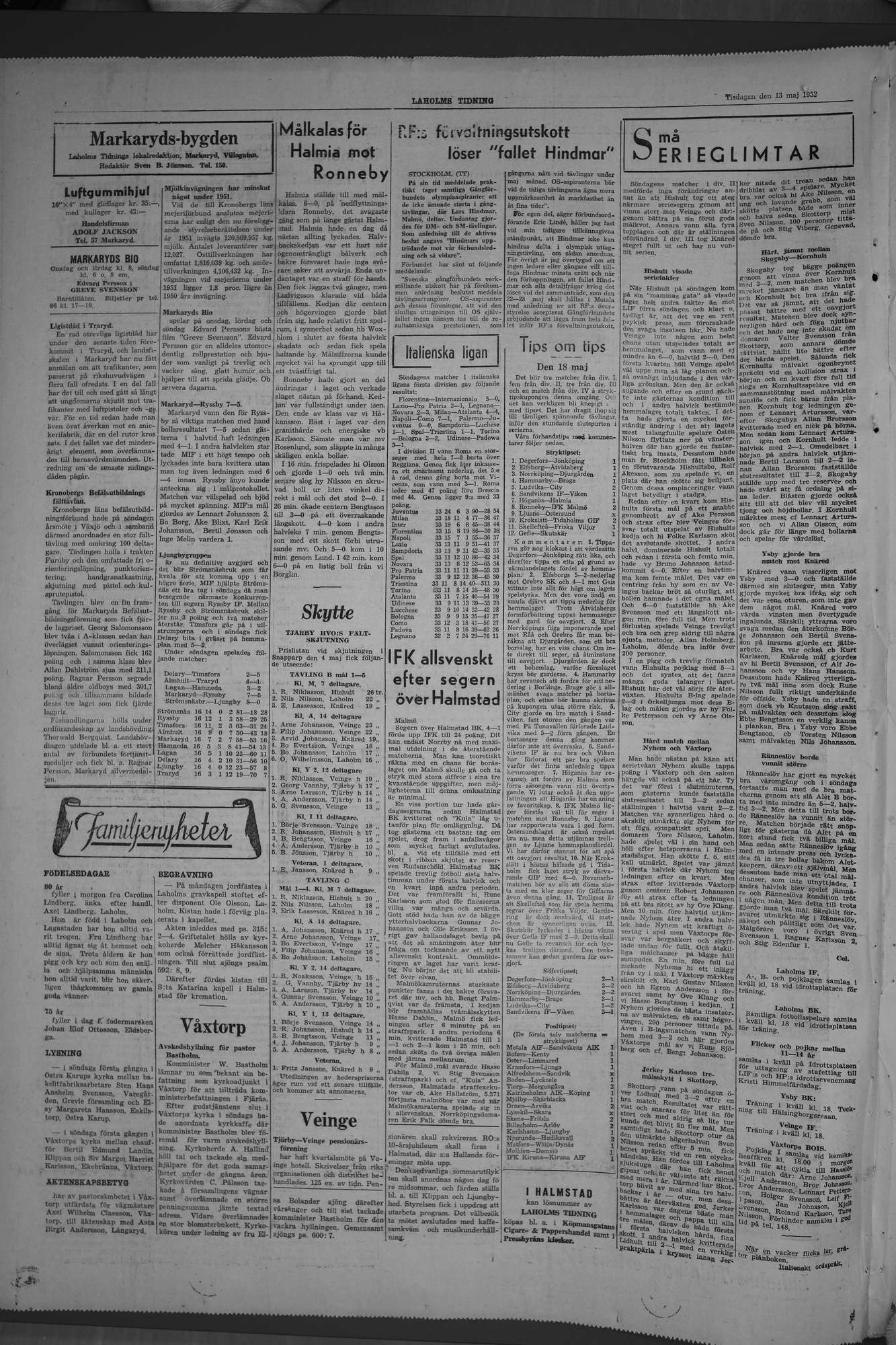 Laholms Tidning Tisdag 13 maj 1952, sida 4