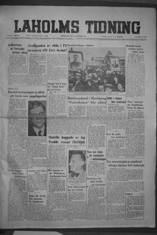 Förstasidan, Torsdag 13 november 1952