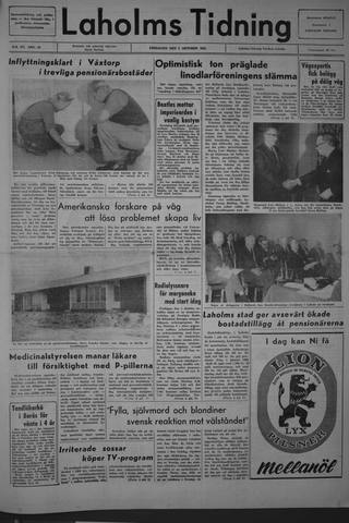 Förstasidan, Fredag 1 oktober 1965