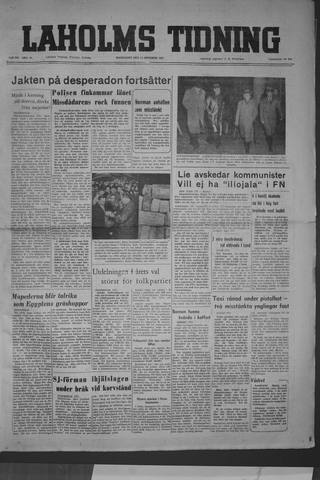 Förstasidan, Måndag 13 oktober 1952