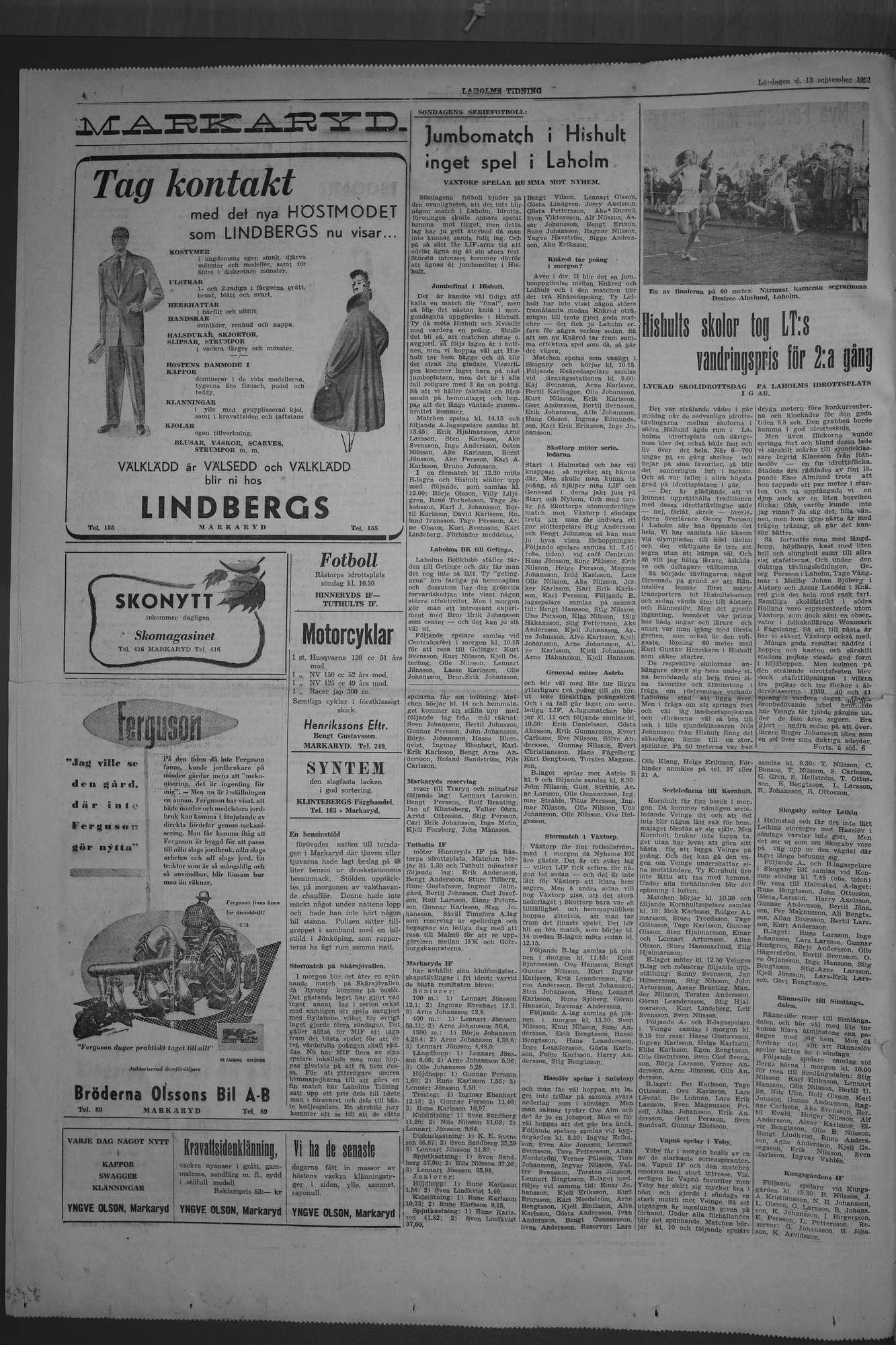 Laholms Tidning Lördag 13 september 1952, sida 4