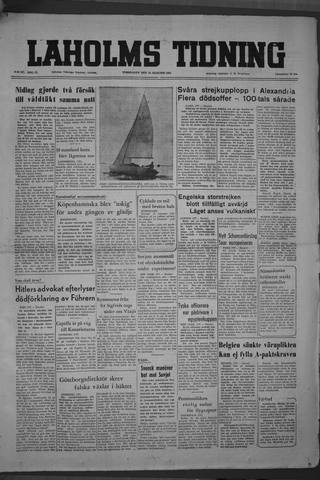Förstasidan, Torsdag 14 augusti 1952