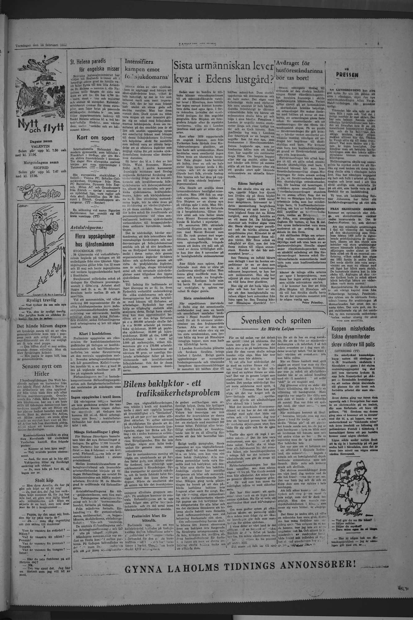 Laholms Tidning Torsdag 14 februari 1952, sida 5