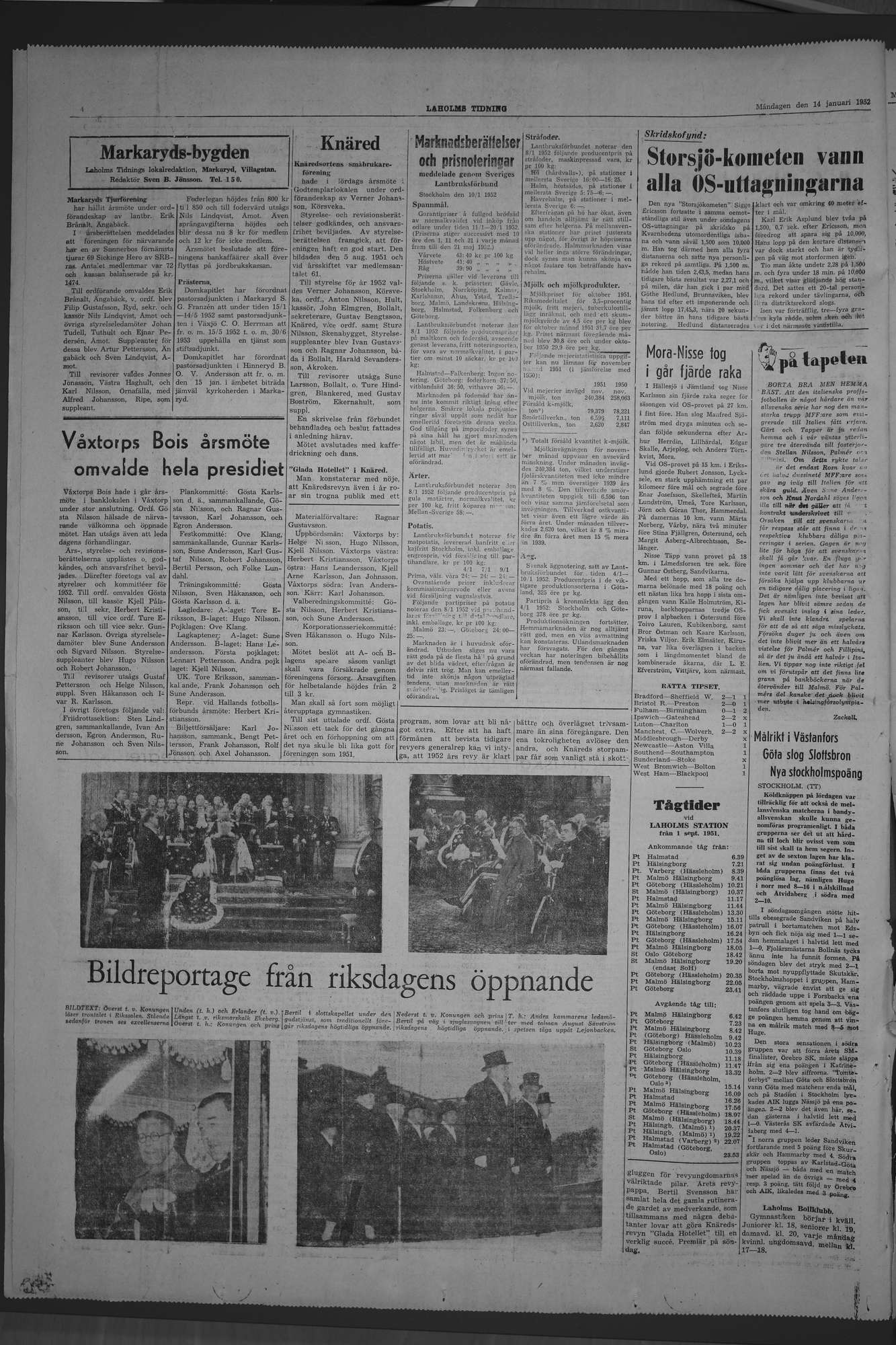 Laholms Tidning Måndag 14 januari 1952, sida 4