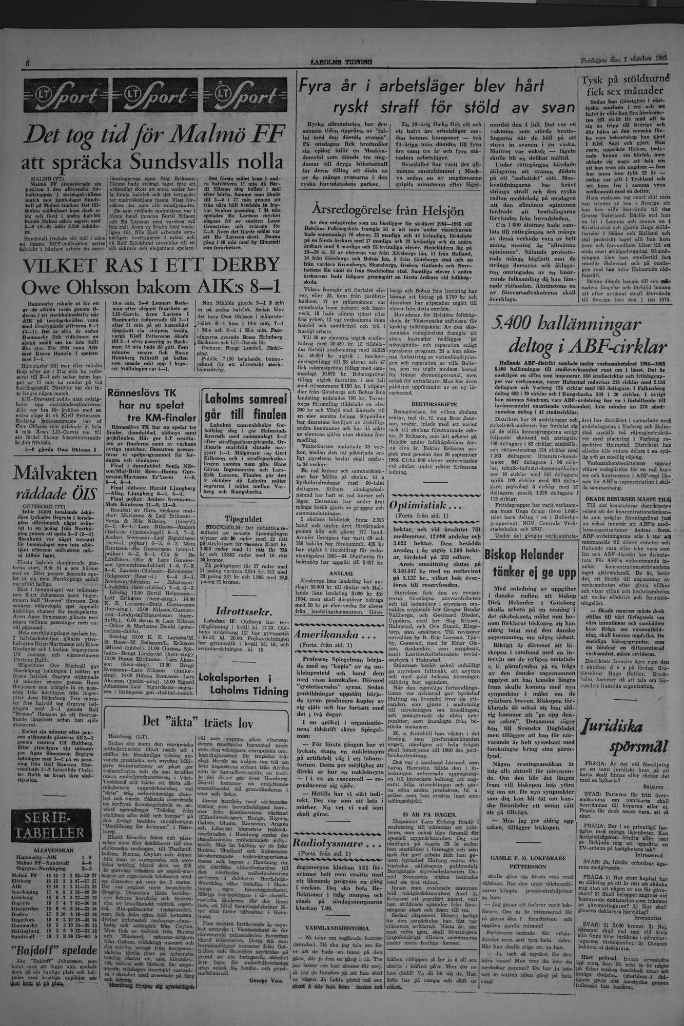 Laholms Tidning Fredag 1 oktober 1965, sida 6