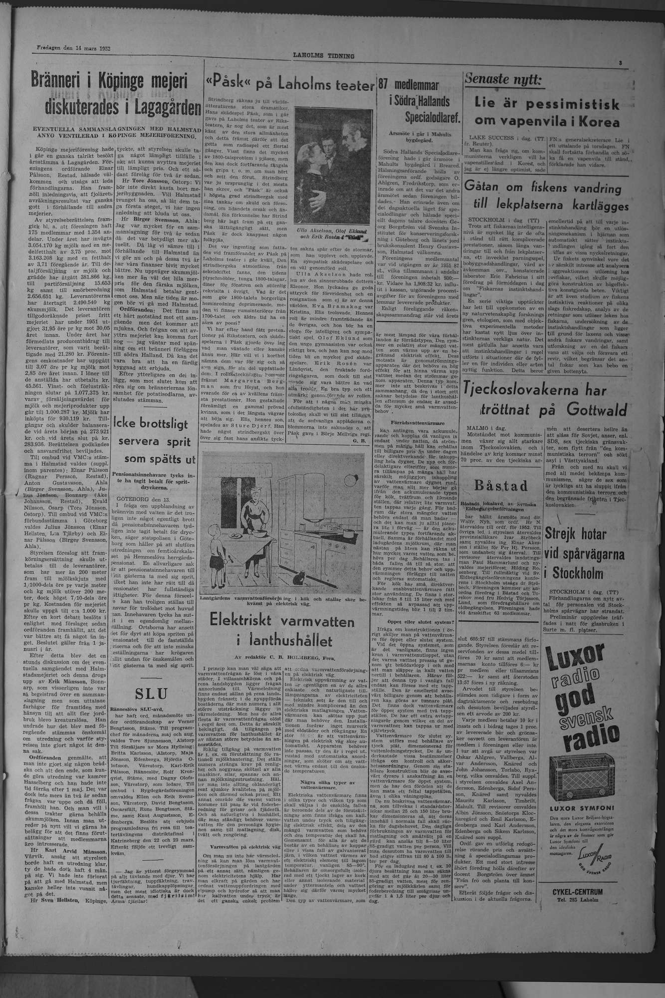 Laholms Tidning Fredag 14 mars 1952, sida 3