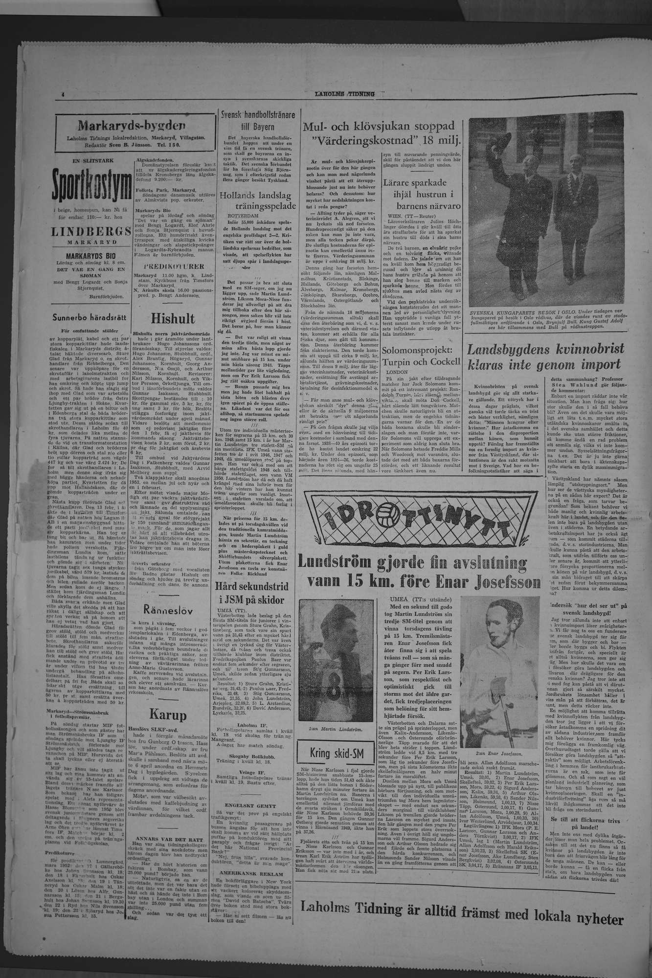 Laholms Tidning Fredag 14 mars 1952, sida 4