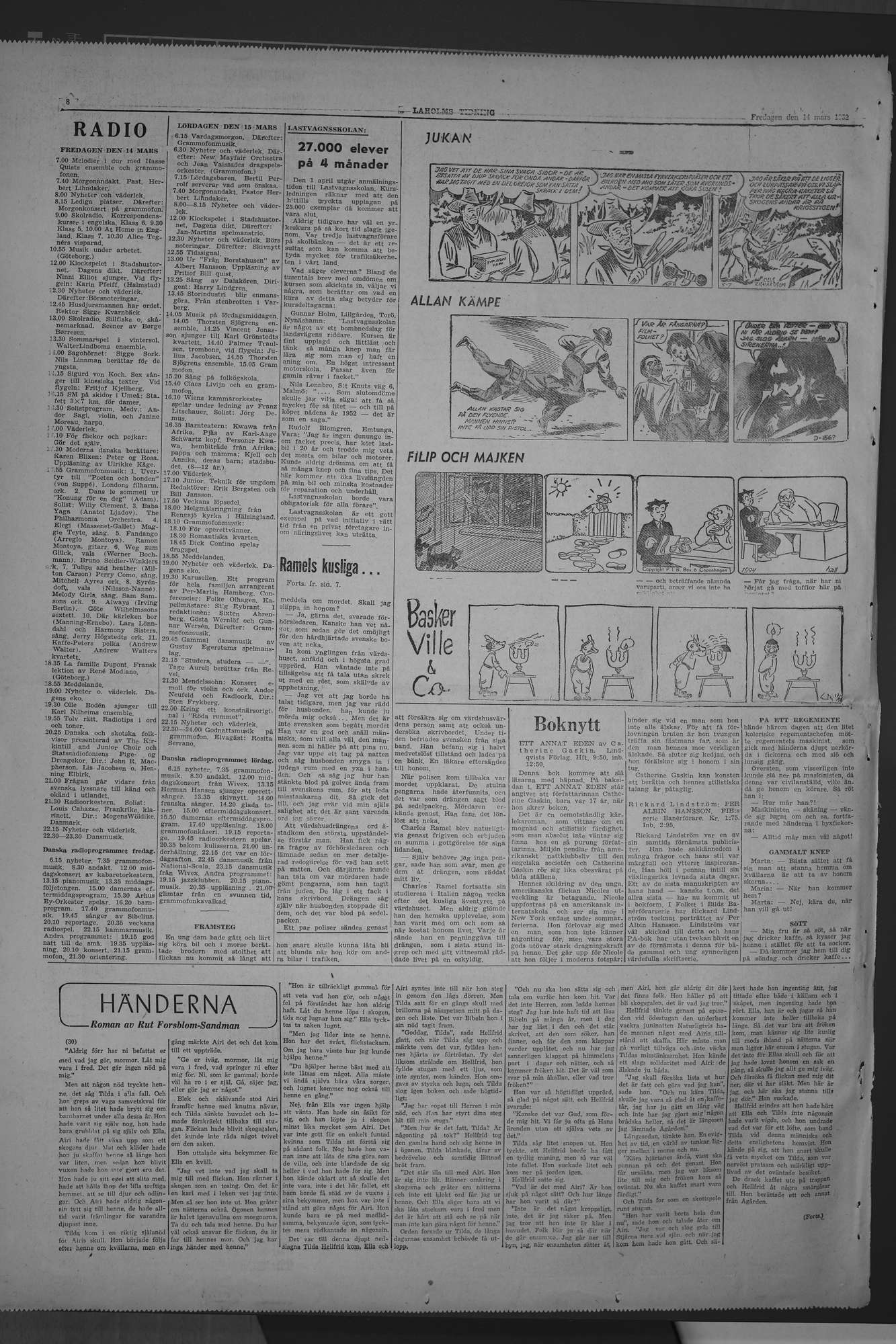 Laholms Tidning Fredag 14 mars 1952, sida 8