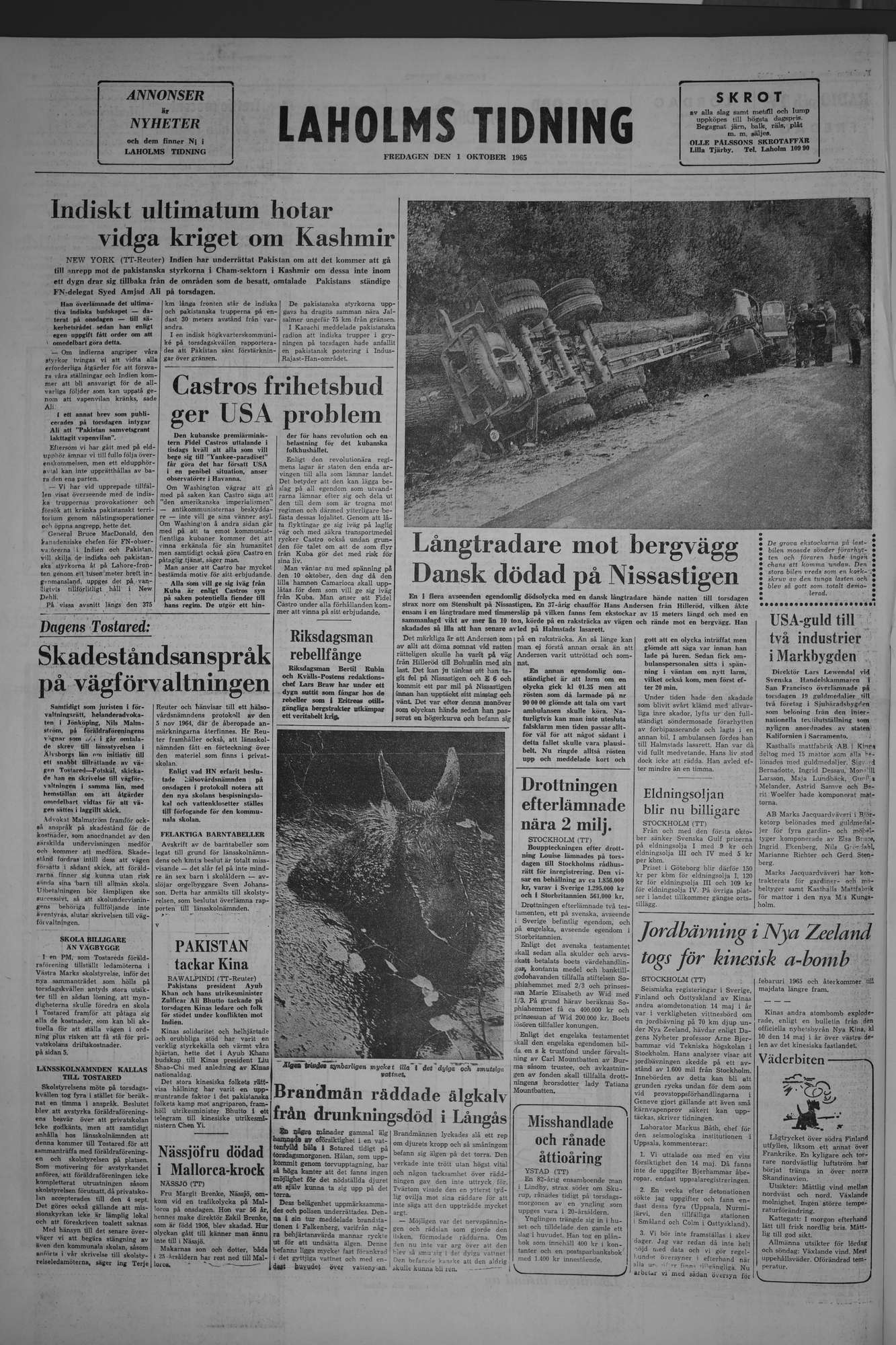 Laholms Tidning Fredag 1 oktober 1965, sida 8