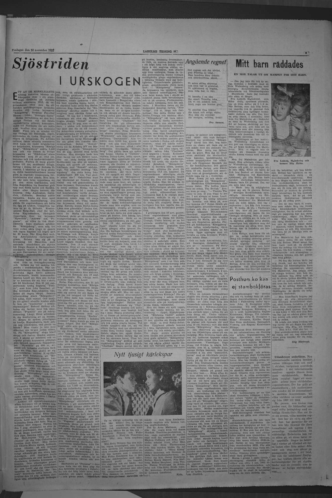 Laholms Tidning Fredag 14 november 1952, sida 5