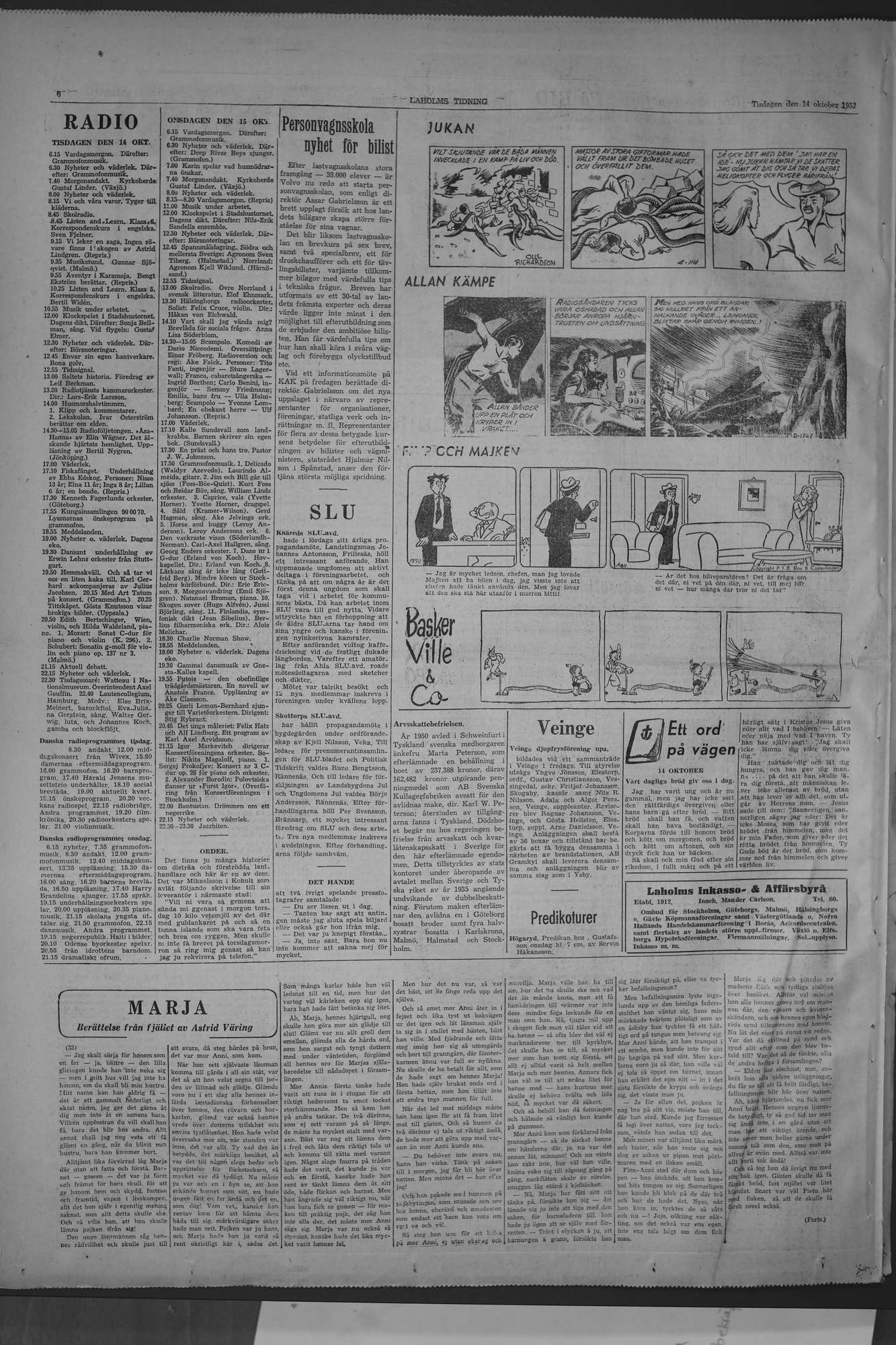 Laholms Tidning Tisdag 14 oktober 1952, sida 6