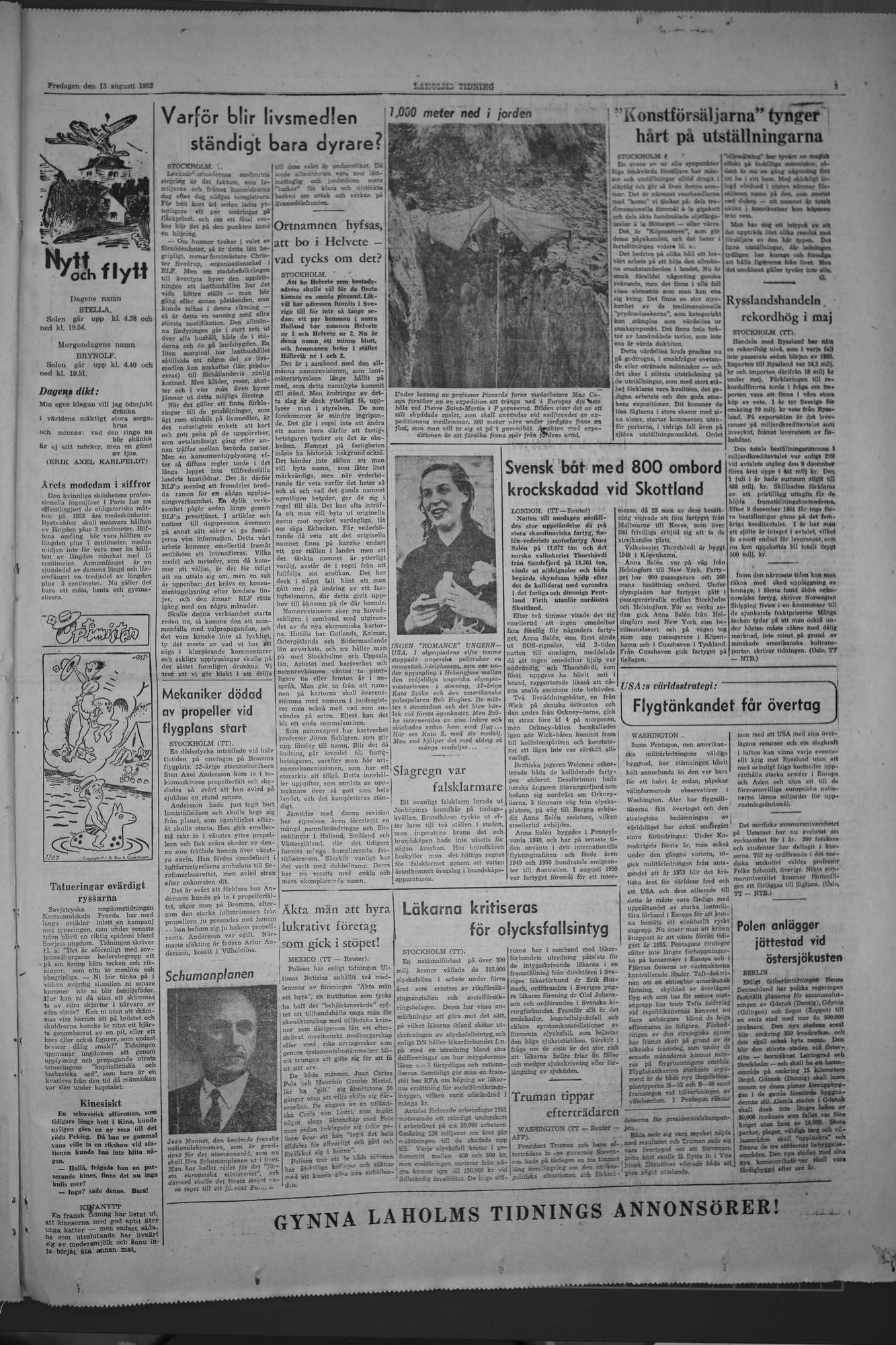 Laholms Tidning Fredag 15 augusti 1952, sida 5