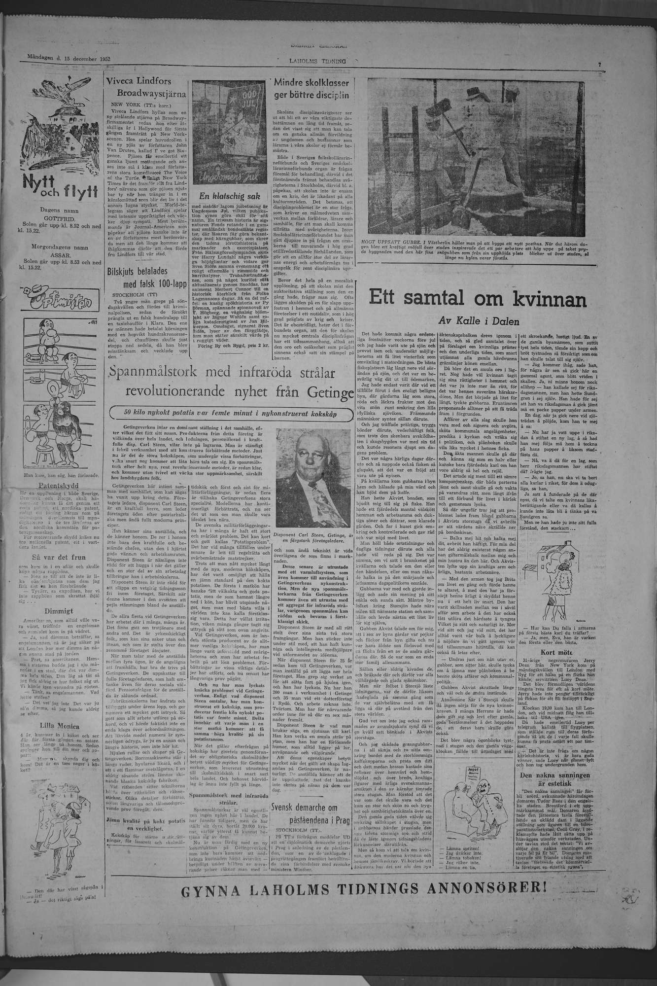 Laholms Tidning Måndag 15 december 1952, sida 7
