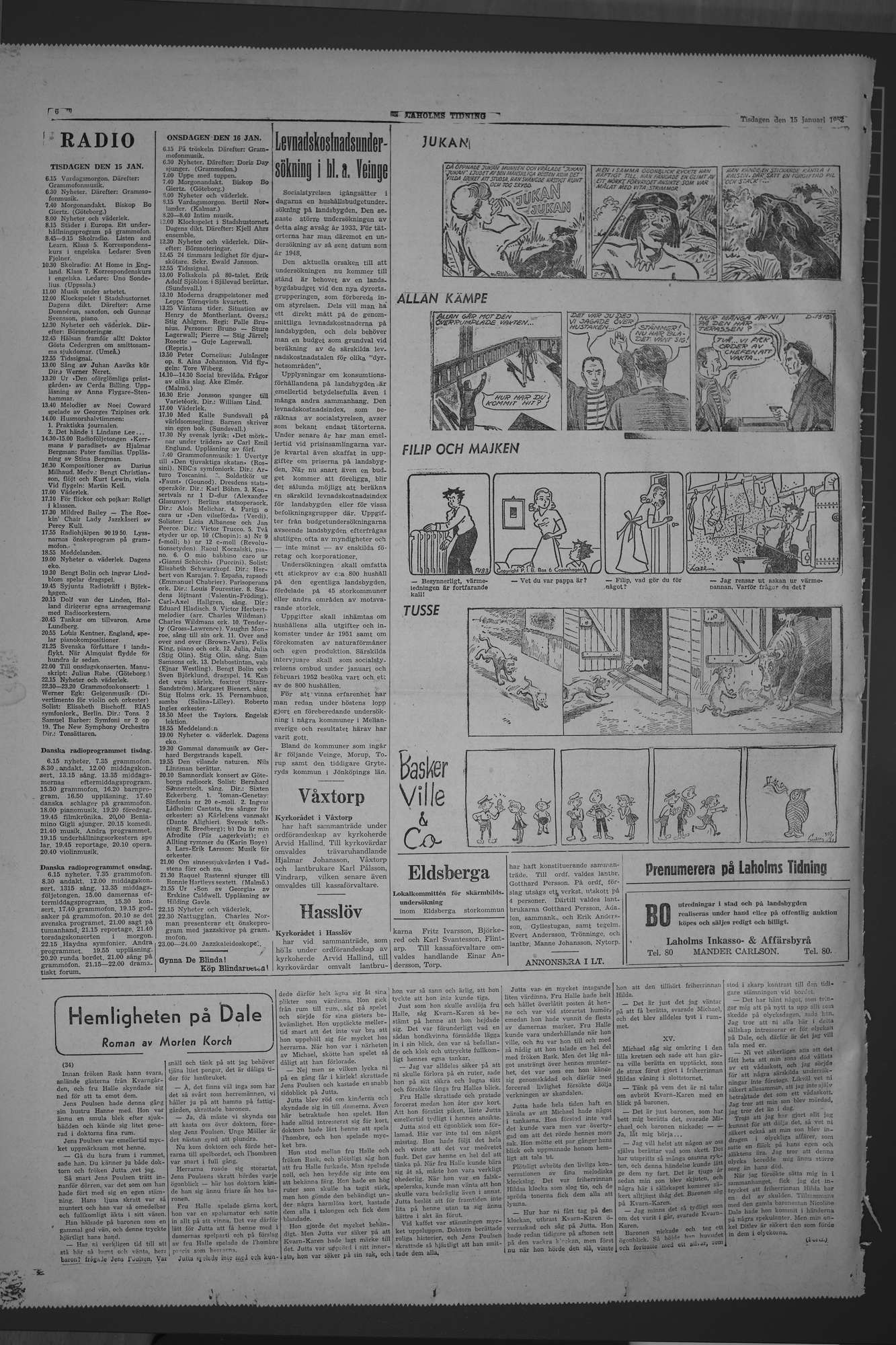 Laholms Tidning Tisdag 15 januari 1952, sida 6