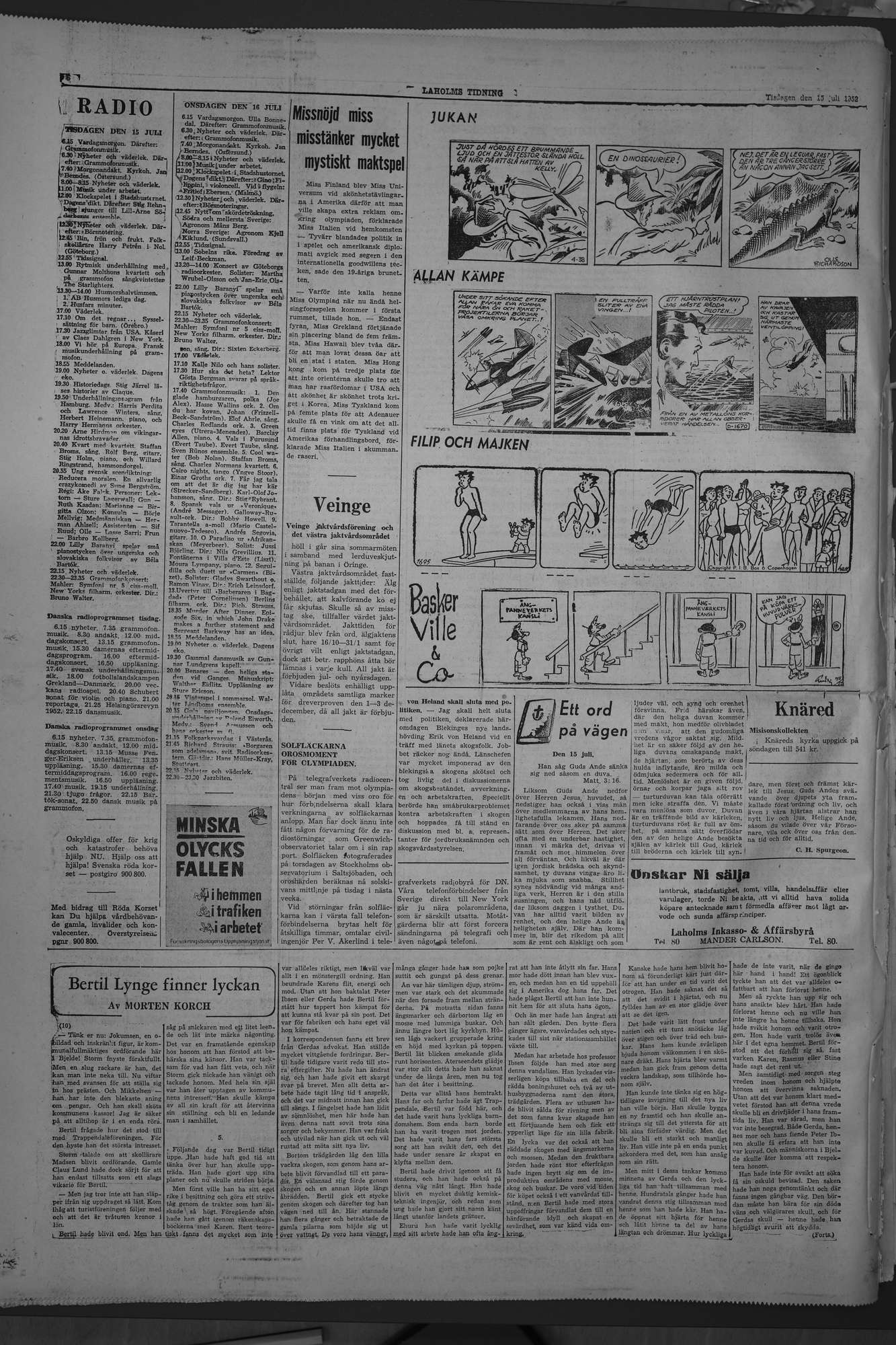 Laholms Tidning Tisdag 15 juli 1952, sida 6