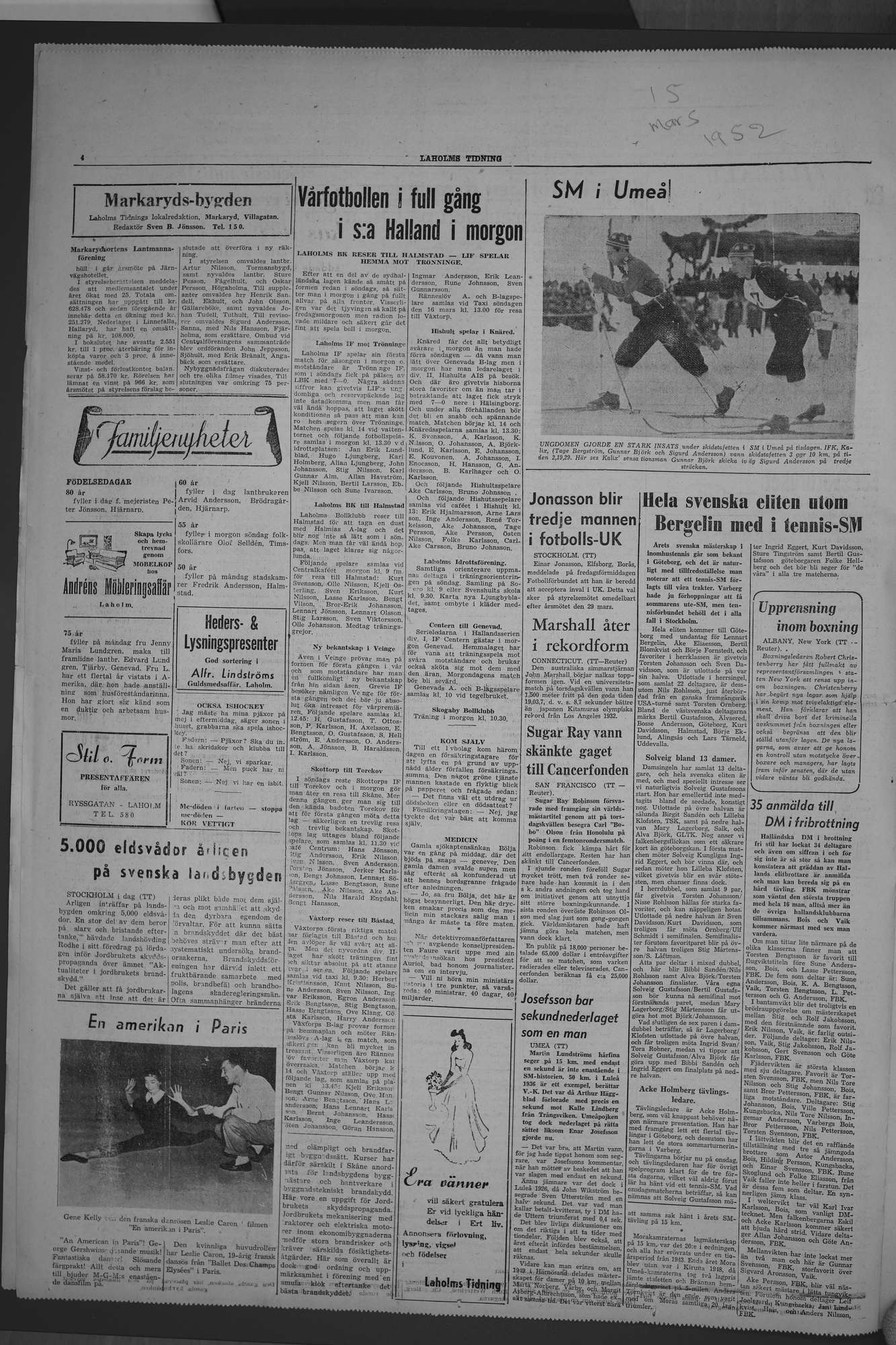 Laholms Tidning Lördag 15 mars 1952, sida 4