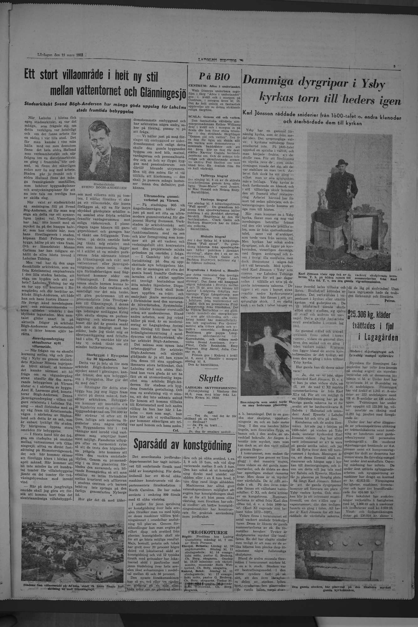 Laholms Tidning Lördag 15 mars 1952, sida 5