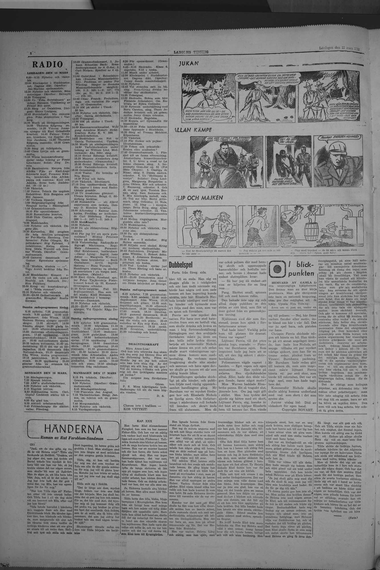 Laholms Tidning Lördag 15 mars 1952, sida 8