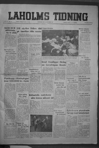 Förstasidan, Lördag 15 november 1952