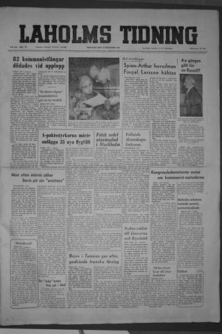 Förstasidan, Tisdag 16 december 1952