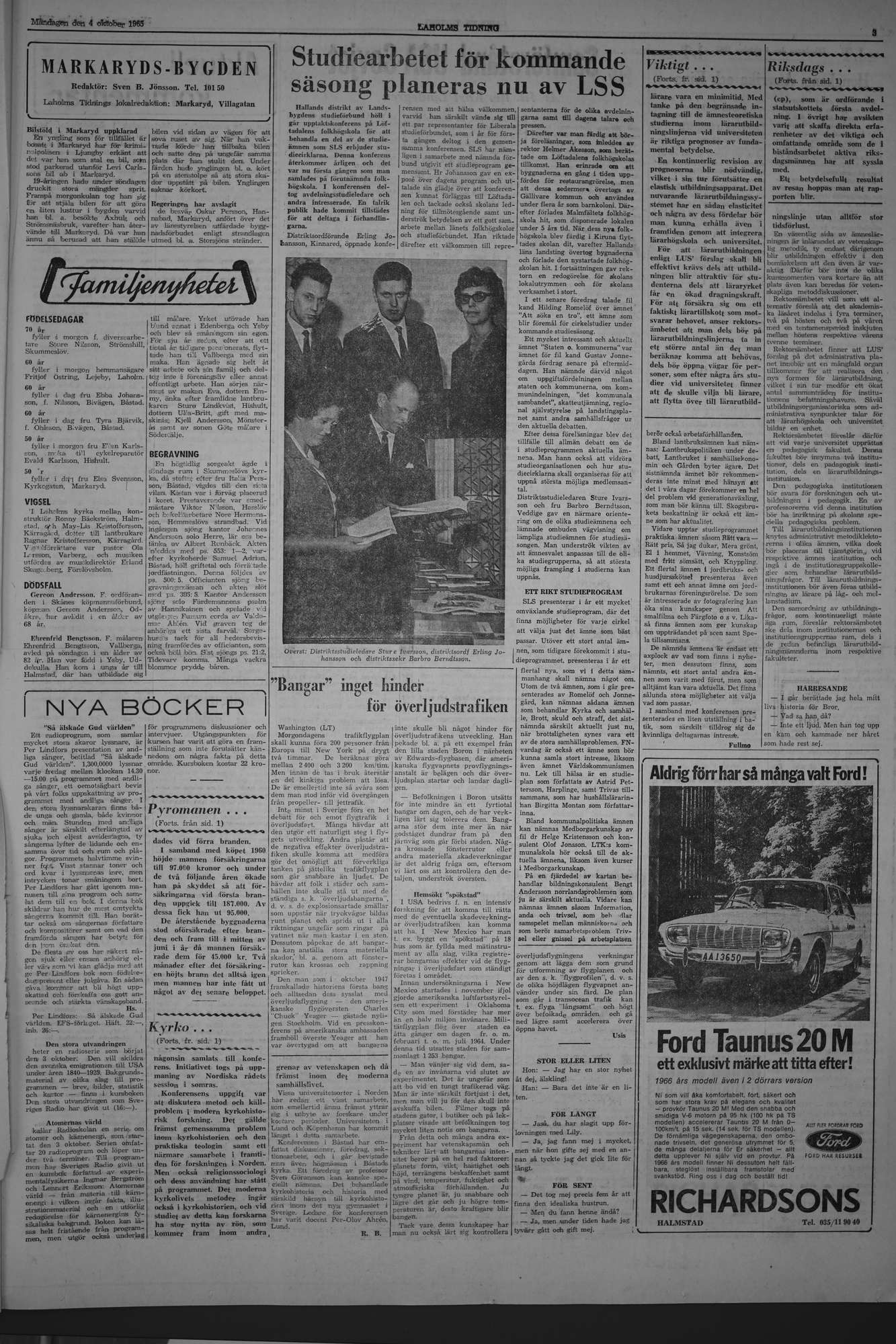 Laholms Tidning Måndag 4 oktober 1965, sida 3