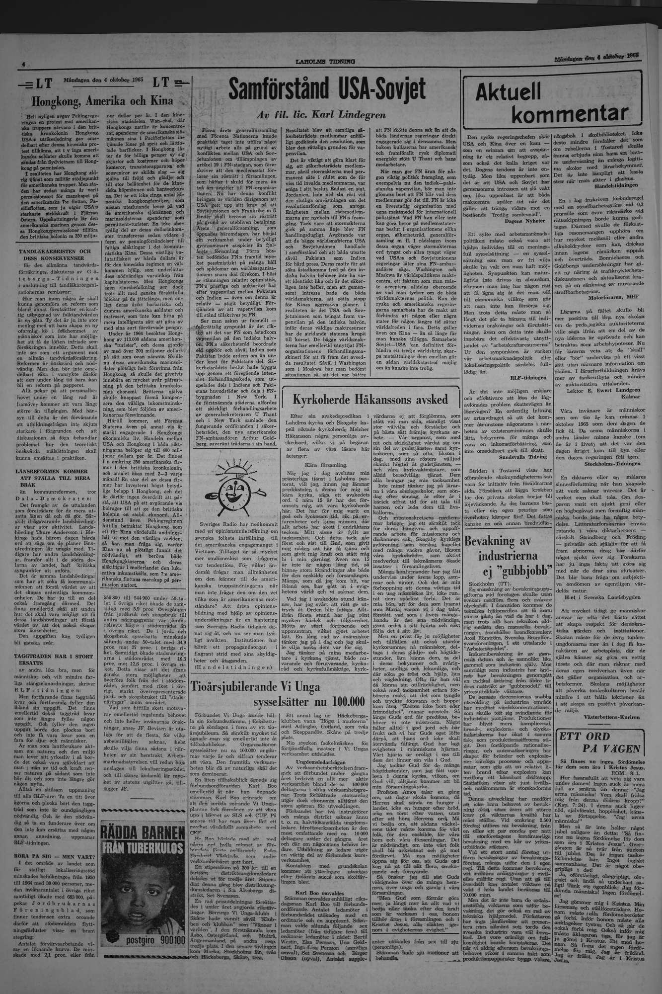 Laholms Tidning Måndag 4 oktober 1965, sida 4