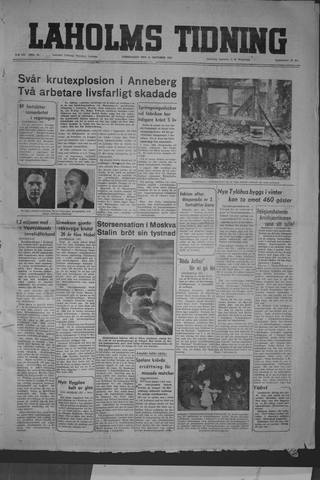Förstasidan, Torsdag 16 oktober 1952