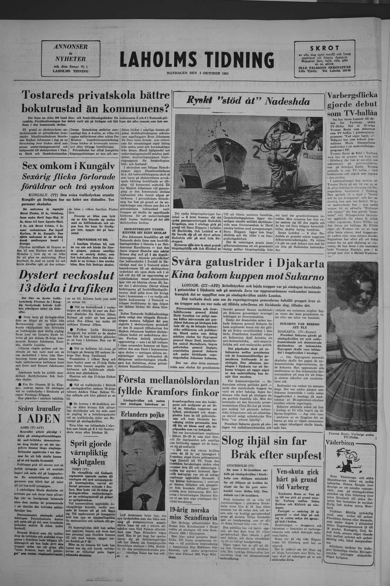 Laholms Tidning Måndag 4 oktober 1965, sida 8