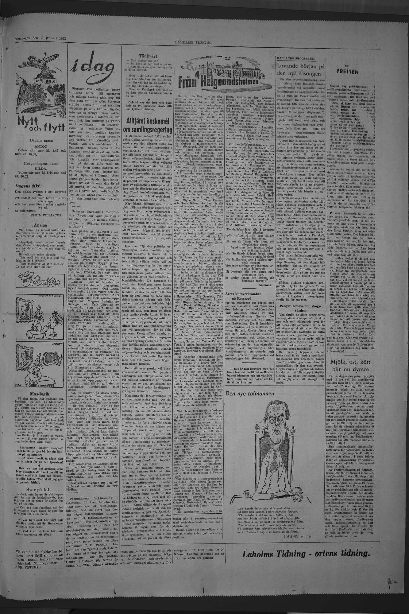 Laholms Tidning Torsdag 17 januari 1952, sida 5