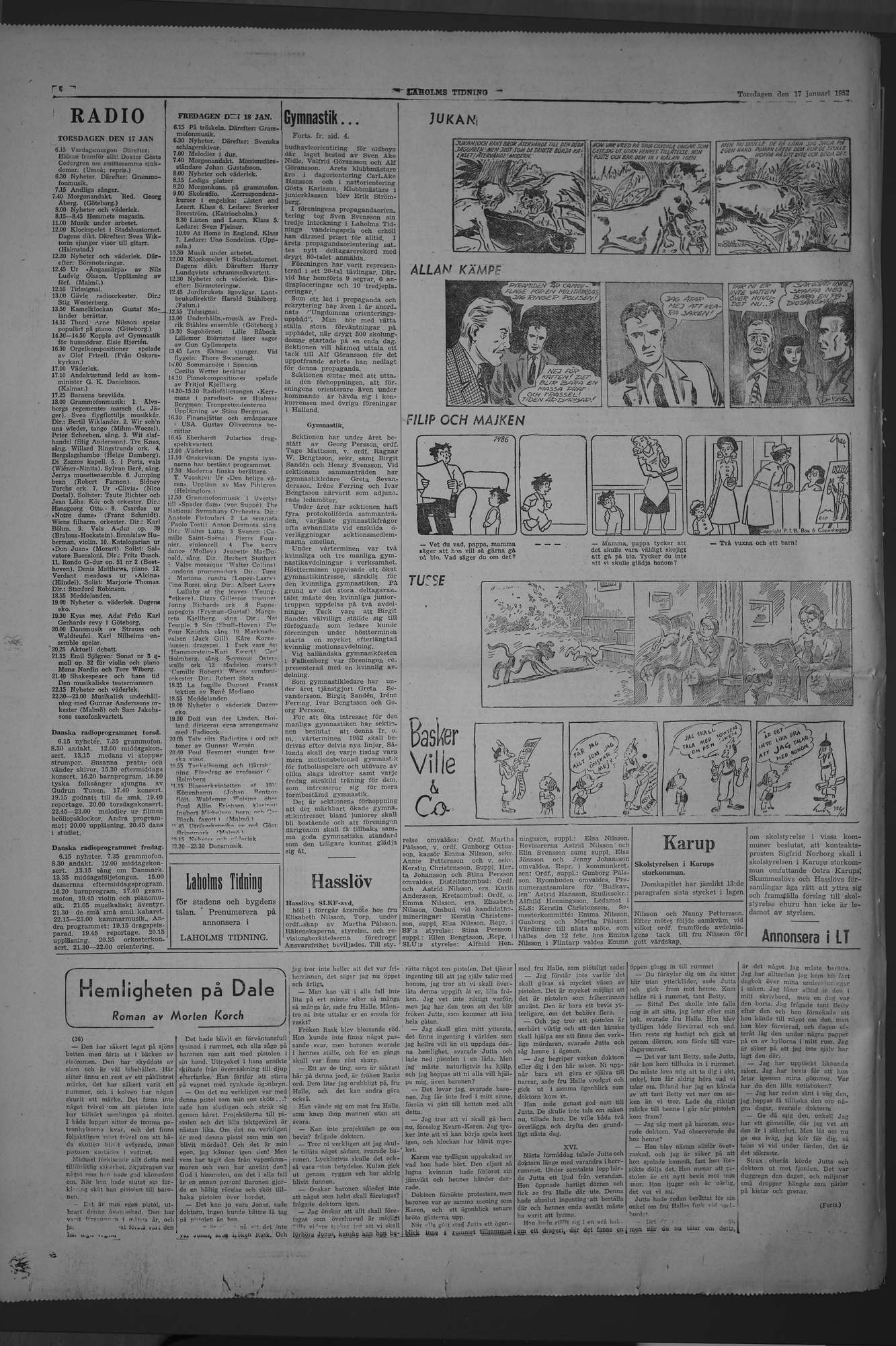 Laholms Tidning Torsdag 17 januari 1952, sida 6