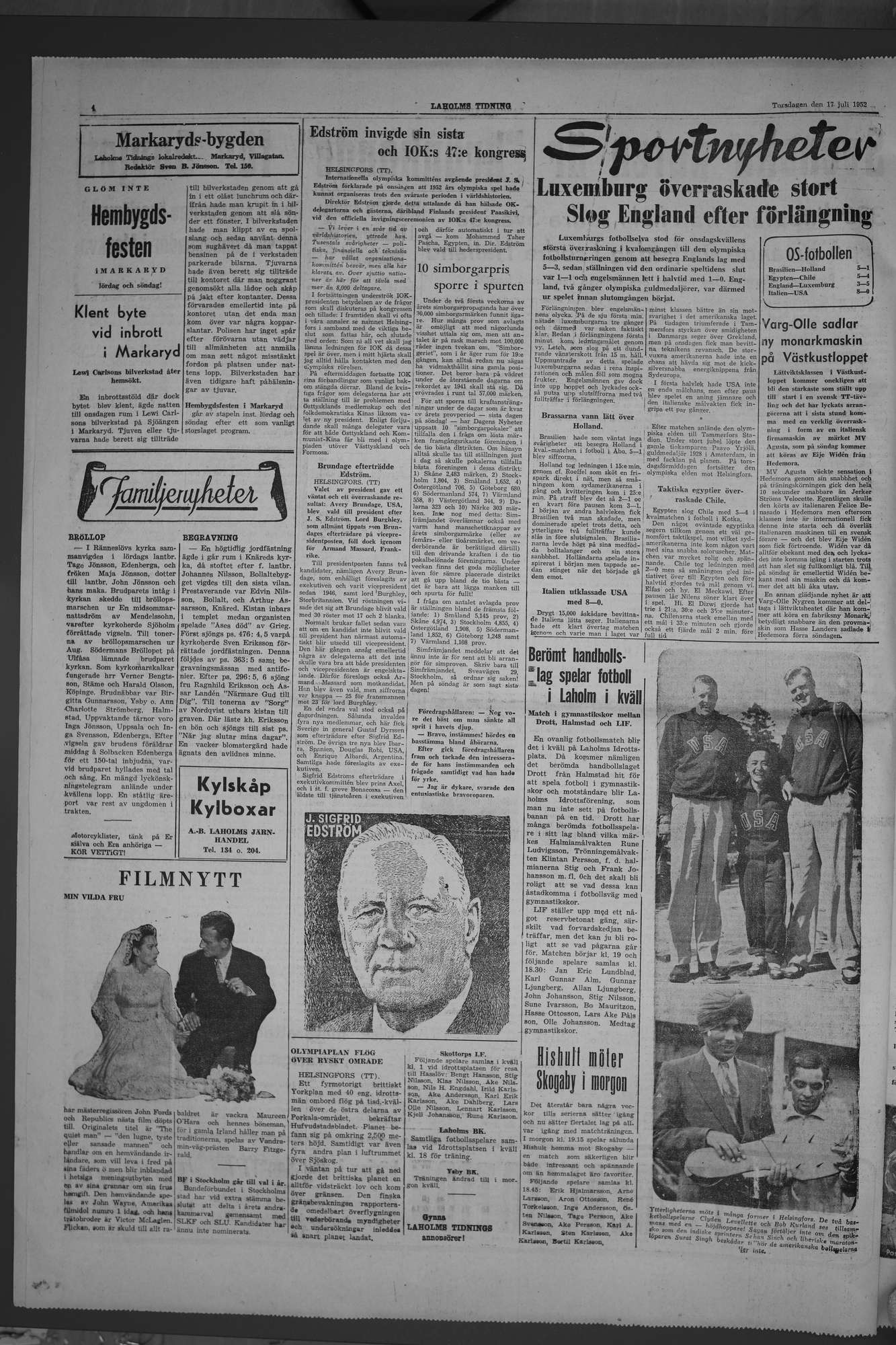 Laholms Tidning Torsdag 17 juli 1952, sida 4