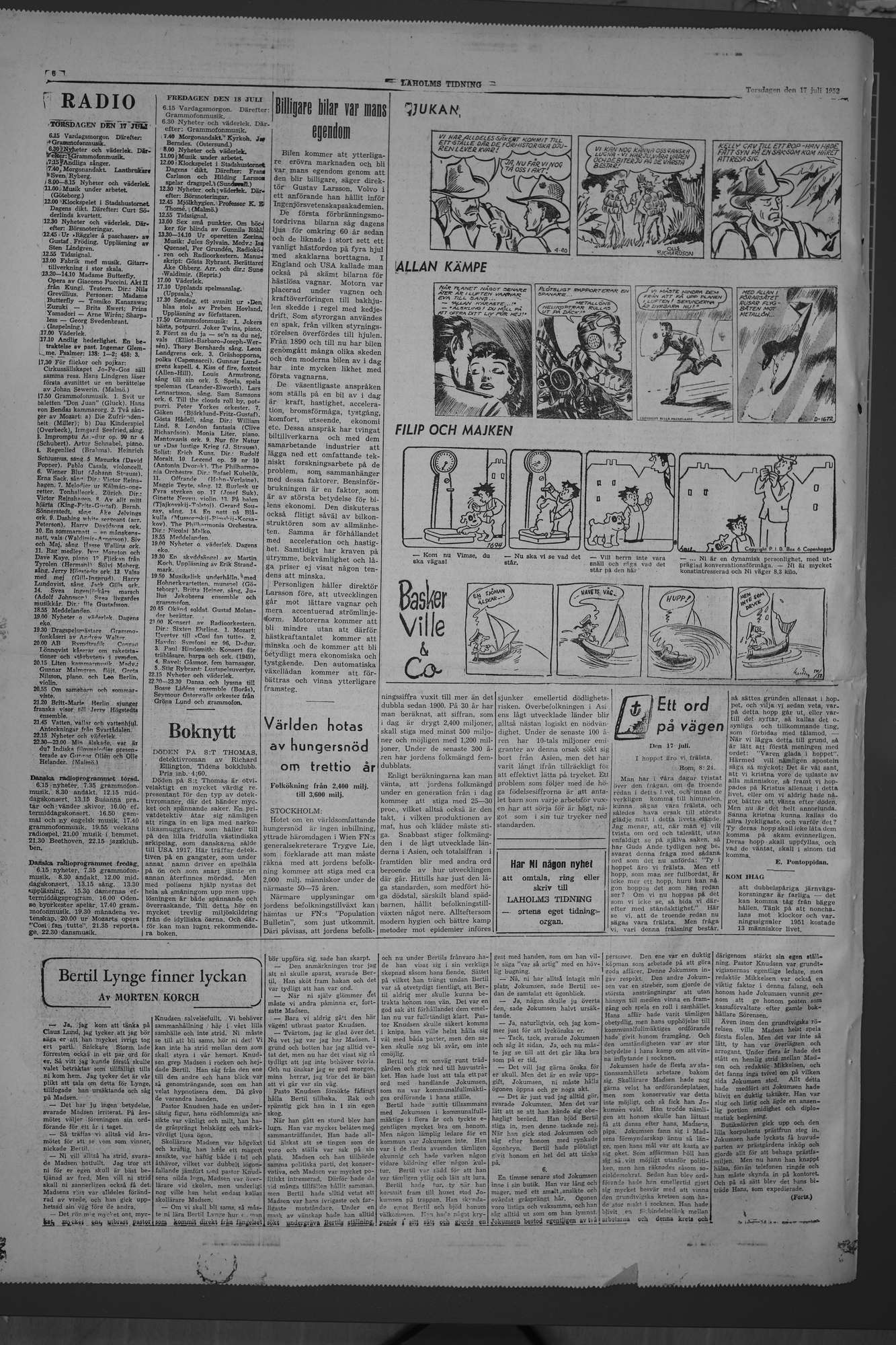 Laholms Tidning Torsdag 17 juli 1952, sida 6