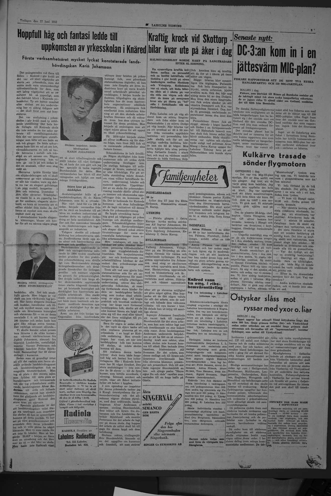 Laholms Tidning Tisdag 17 juni 1952, sida 3
