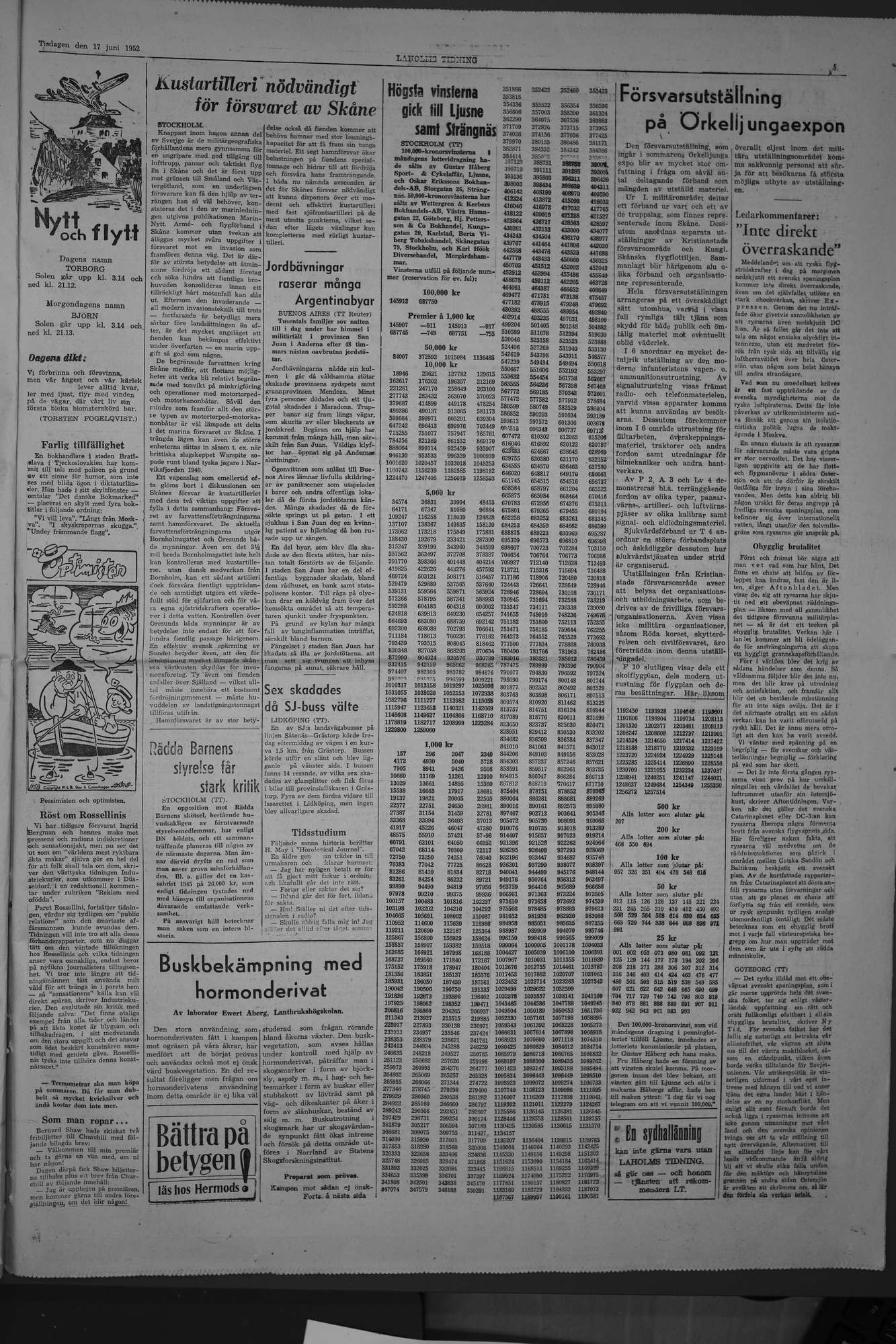 Laholms Tidning Tisdag 17 juni 1952, sida 5