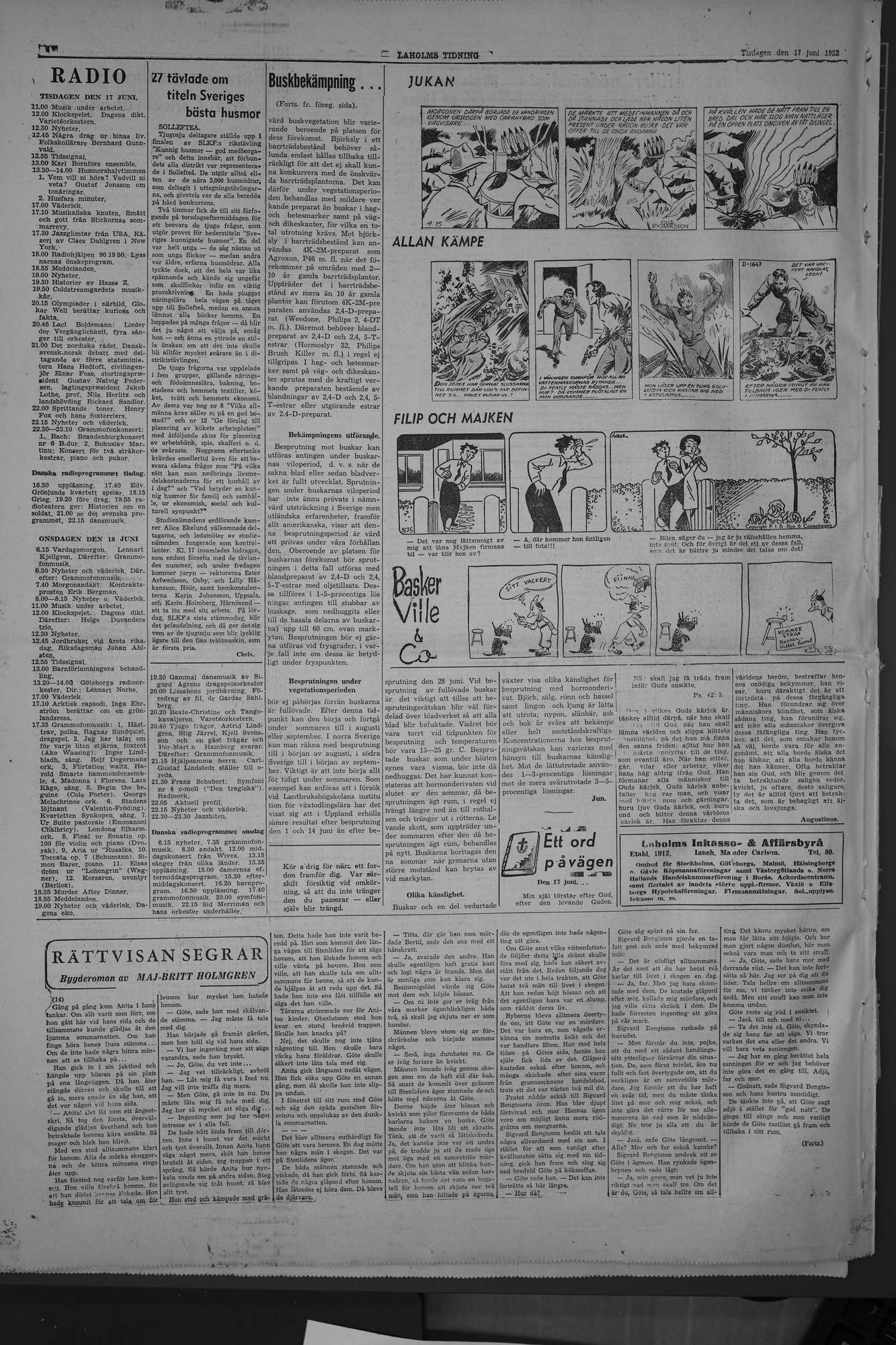 Laholms Tidning Tisdag 17 juni 1952, sida 6