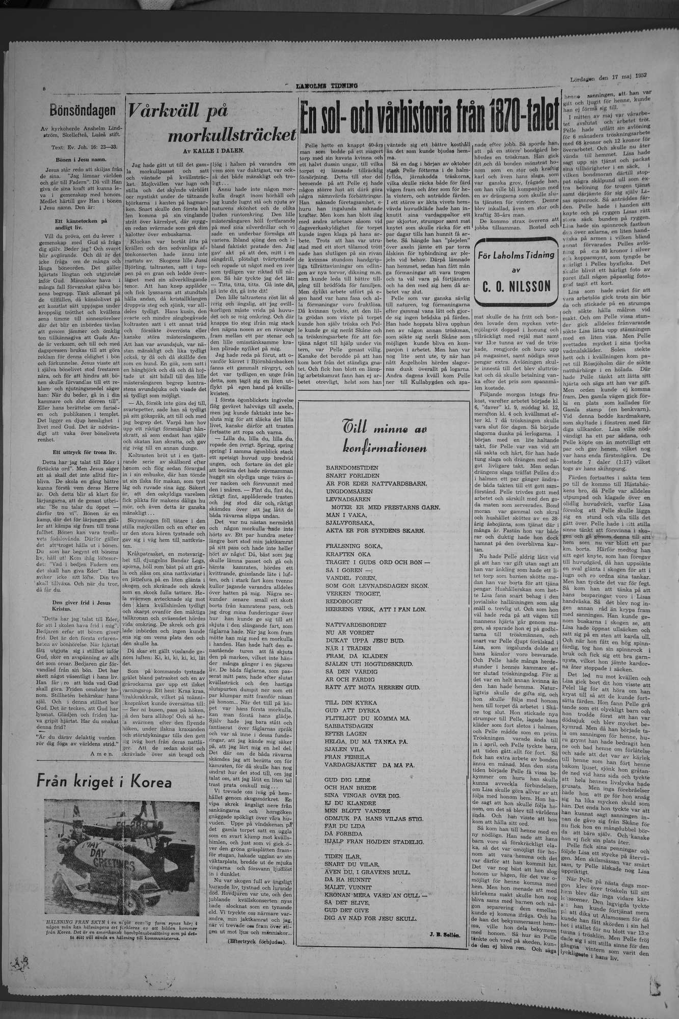 Laholms Tidning Lördag 17 maj 1952, sida 6