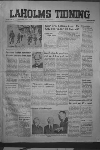 Förstasidan, Måndag 17 november 1952